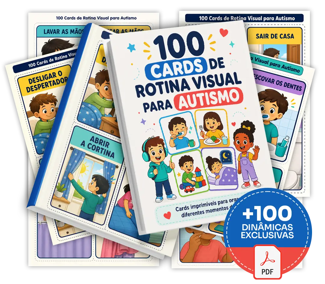 Mockup dos 100 Cards de Rotina Visual para Autismo
